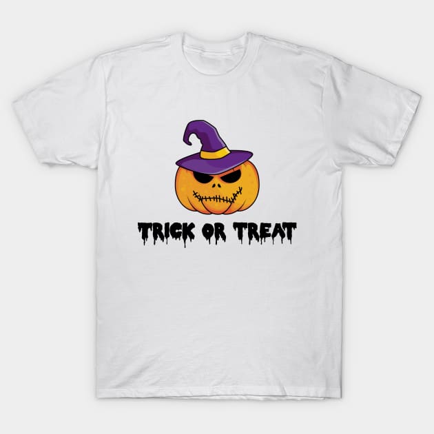 Trick or Treat Pumpkin - Creepy Halloween Pumpkin T-Shirt by CoolandCreative